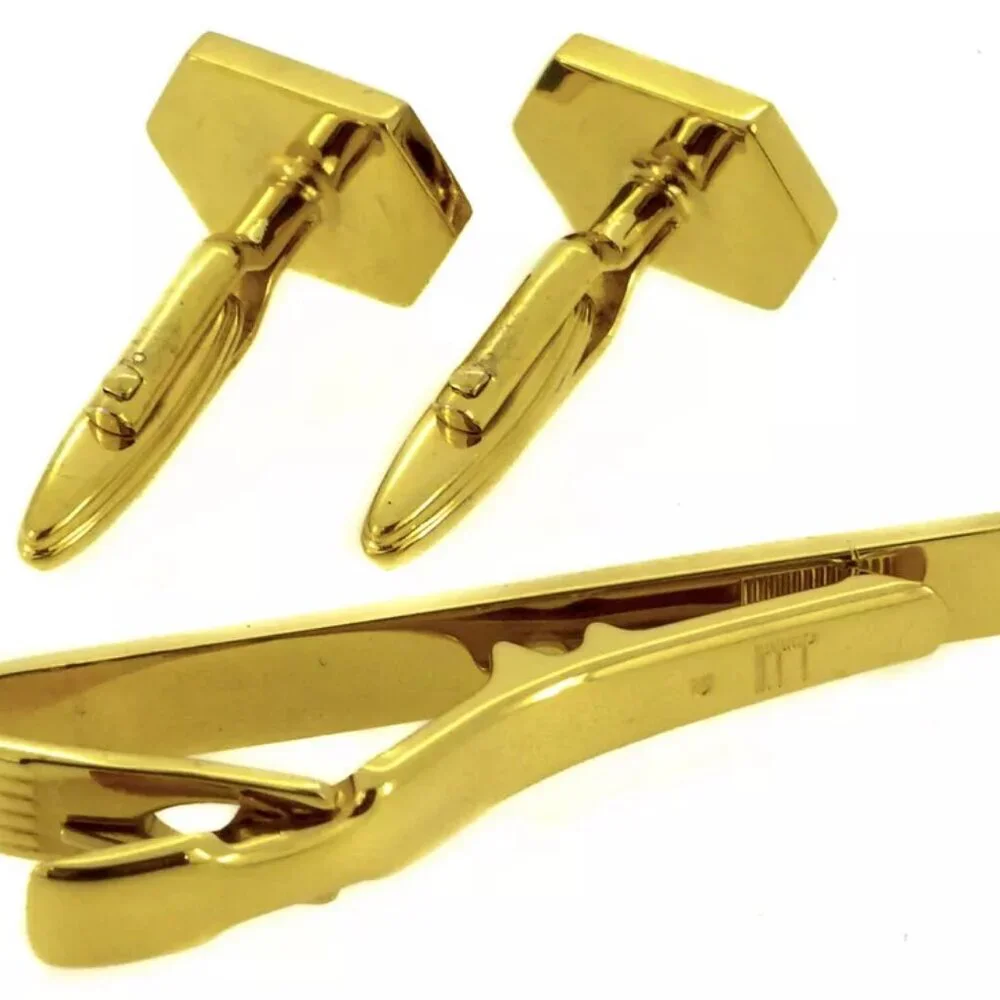 dunhill cuff 2 items set Gold Hardware Authentic used T9987